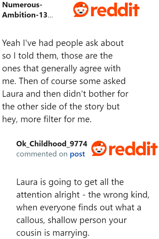 After what happened, people are going to see the fiancée in a negative light.