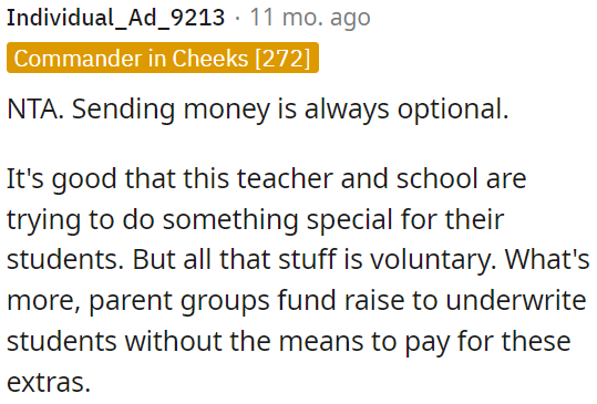 OP is not obligated to send money.