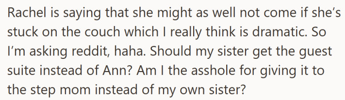 Rachel insists she might cancel her visit over the couch issue, adding pressure to an already tense choice.