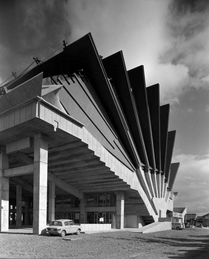 Miyakonojo Civic Center, Miyakonojo, Miyazaki Prefecture, By Kiyonori Kikutake (1966)
