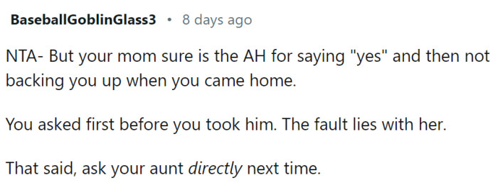 His mom is at fault here