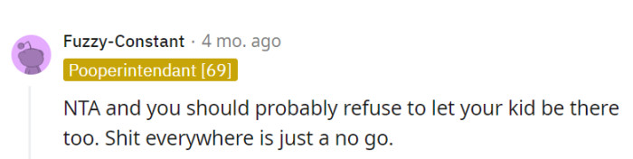 Absolutely NTA, and the 