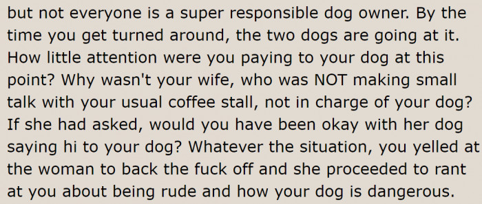 This incident happened because the OP wasn't watching his dog properly.