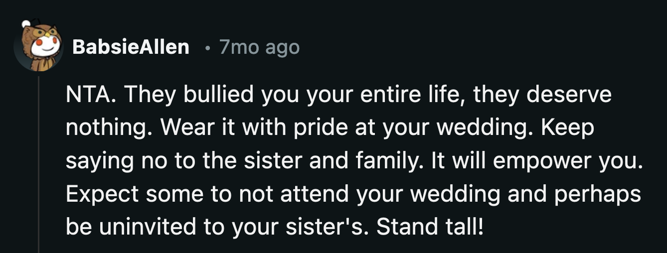 OP should consider it a gift if these relatives of hers skip her wedding.