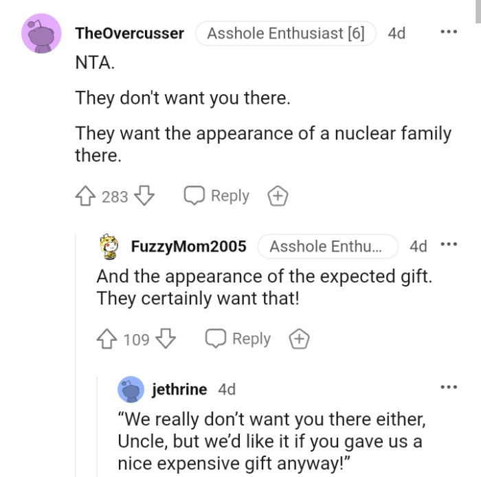 They want the appearance of a nuclear family there