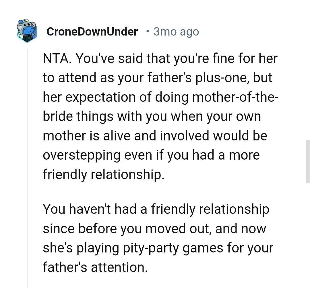 She's playing pity party games