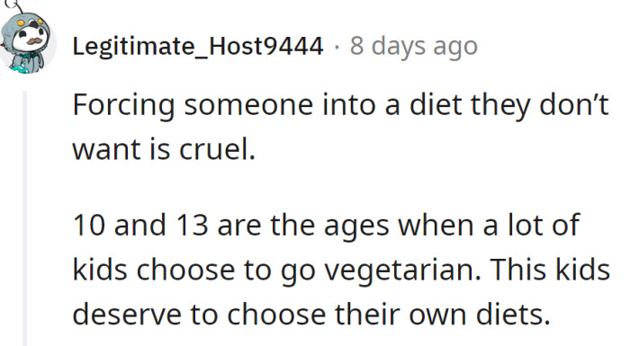 Kids should be allowed to choose their own diet.
