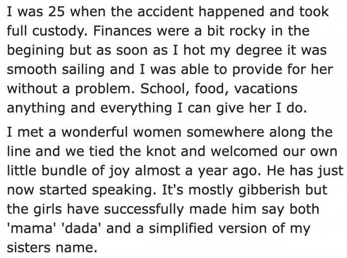 Now, he has a family and still has his sister under his care.