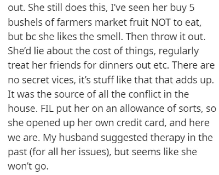 The MIL was always terrible with money, and she would often spend too much on random things