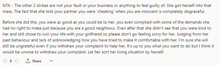 The fact that she told your partner you were 'cheating' when you are innocent is completely disgraceful