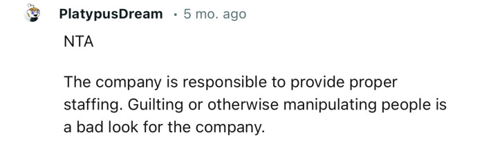 “Guilting or Otherwise Manipulating People Is a Bad Look for the Company.”