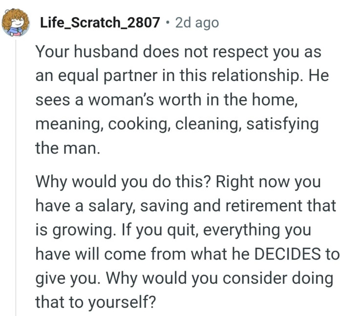 OP's husband does not respect her