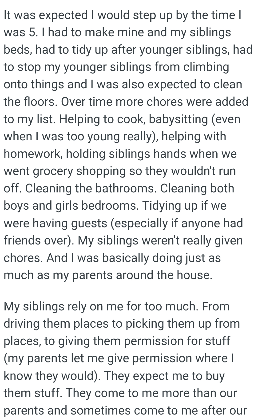 The OP Was Basically Doing Just as Much as His Parents Around the House