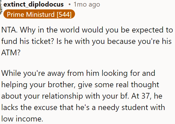 It's unreasonable to expect OP to pay for his ticket.