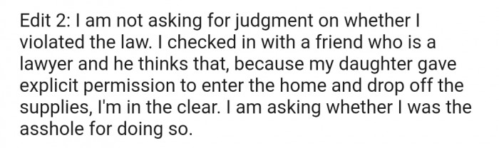 She decided to seek advice from a lawyer who affirmed that no law was broken