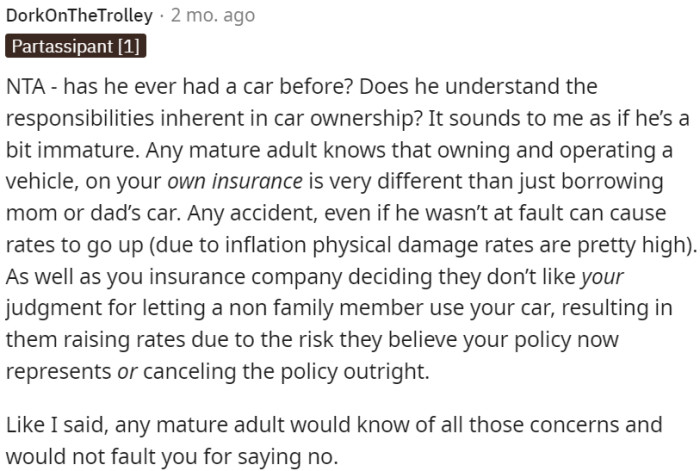 It Is Reasonable for OP to Say No, and Any Mature Adult Would Understand and Respect That Decision