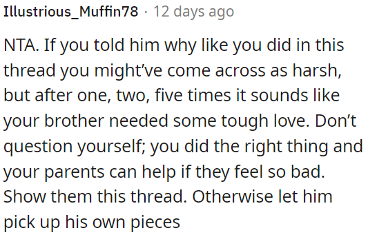 OP Did What Was Necessary, and His Parents Can Support Him If They're Concerned.