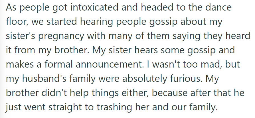 The sister then hears the gossip and decides to make a formal announcement.