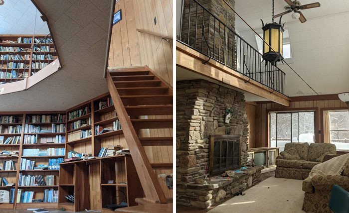 "Abandoned Mansion With A Two-Floor Library"