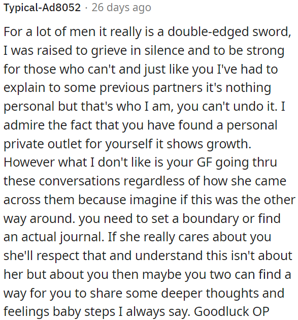 OP's girlfriend should respect his privacy.