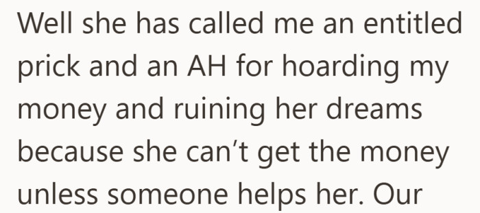 The disagreement quickly turns personal once money is taken off the table.