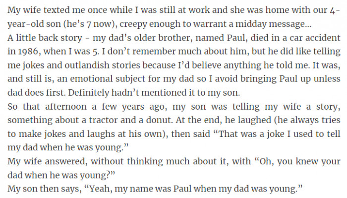 17. Just a coincidence... Keep repeating that until you believe it.