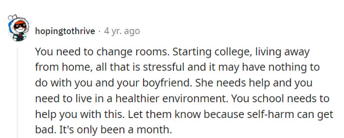 College life shouldn't come with a side of self-harm risks after just a month.