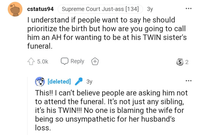 Attending your sister's funeral is not an AH move