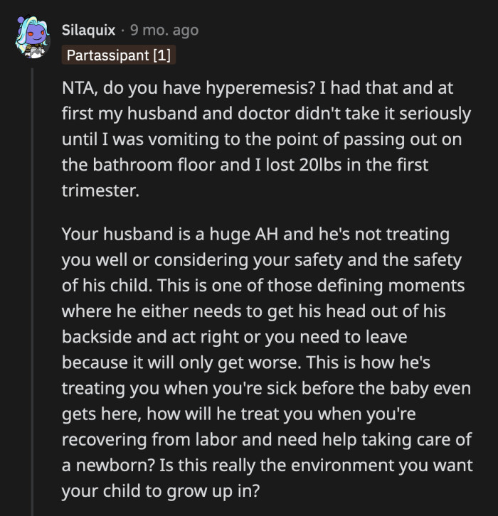 Did he even pick OP up from the hospital? He didn't seem overly concerned about her and their baby's health.