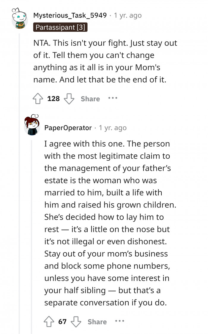 That's a reminder to all married individuals out there to always treat your partner right because they are the ones who will decide what happens to your corpse.