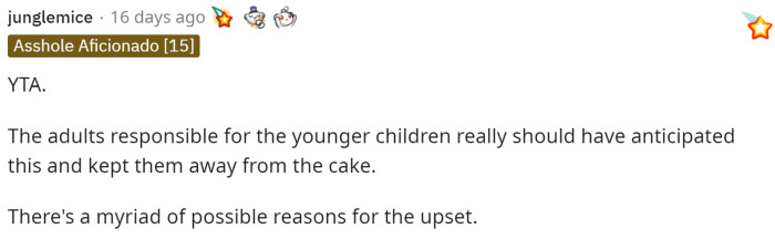 It is also true that they should have paid attention to their younger kids to ensure they didn't steal the spotlight.