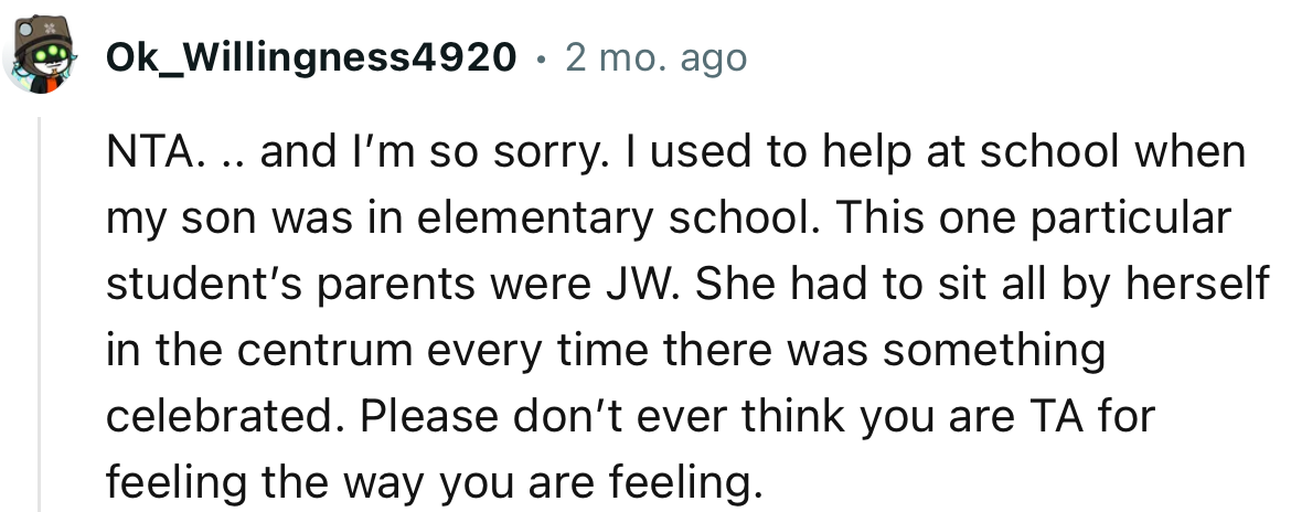 “Please don’t ever think you are TA for feeling the way you are feeling.”