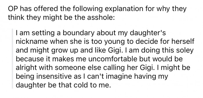 OP thinks she might potentially be the a-hole for the following reason: