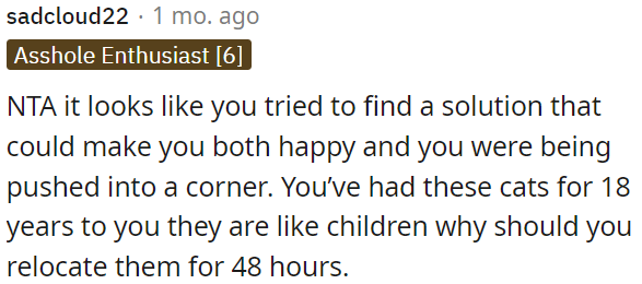 OP sought a compromise.