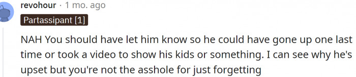 OP should have let his son know