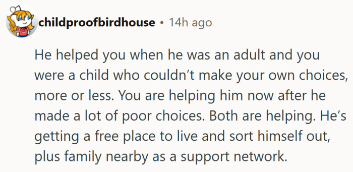 Full circle — he once gave support, now he’s the one getting it. Balance looks different, but it’s still there.