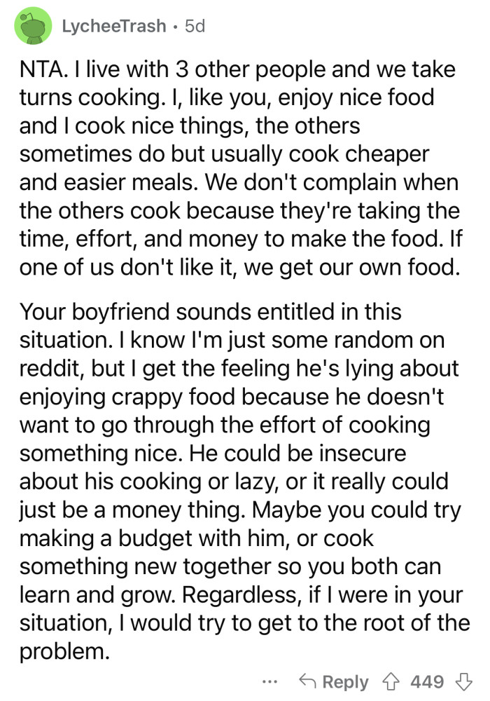 “Your boyfriend sounds entitled in this situation.”