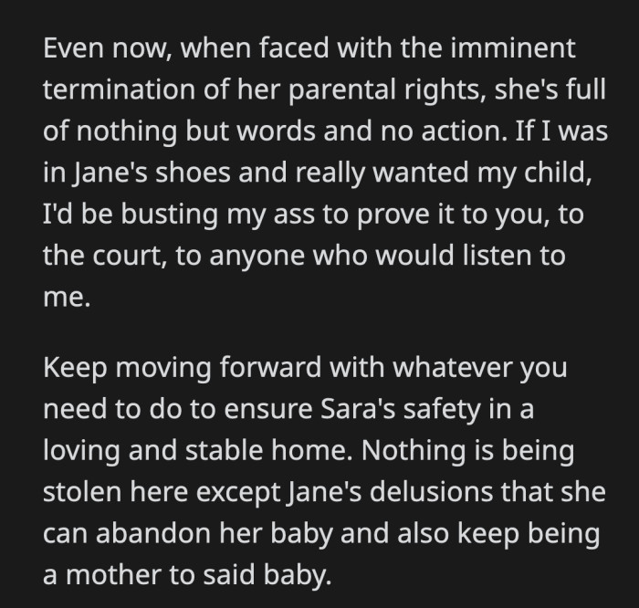 She can't back her words up with actual effort and actions.