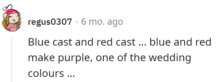 Brother's casts: unintentional fashion statement, hitting the wedding color palette!