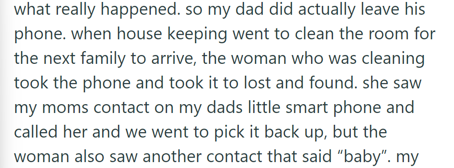 A cleaner found Dad's lost phone and returned it. She noticed a contact labeled 