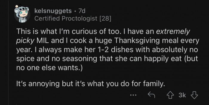 That's what you do for your family, even if it's annoying.