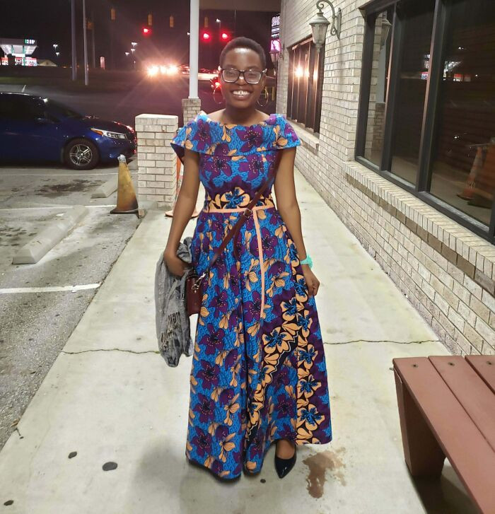 14. This Is A Prom Dress My Aunt From Nigeria Made For Me Back In 2019. We Designed It Based On Two Different Dresses. The Pattern Of The Fabric Is My Favorite Part.