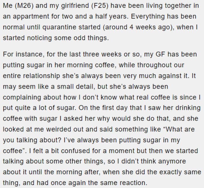 Odd changes in my girlfriend's  habits