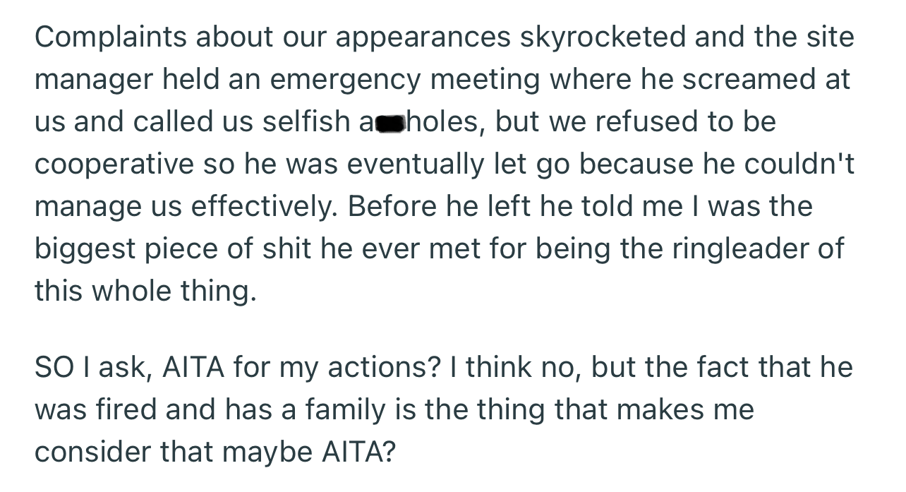 Complaints About the New Uniform Skyrocketed, and the Manager Was Eventually Fired. But He Made Sure to Give OP a Piece of His Mind Before Leaving