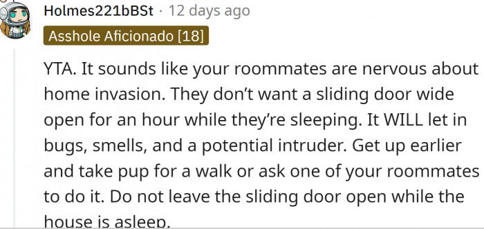 People in some areas don't like having their doors unlocked.