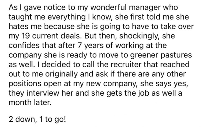 When OP's Manager Found Out About His Situation, She Quickly Followed After Him