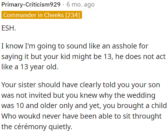 OP's sister should have communicated this clearly, but his son's behavior was not suitable for the ceremony.