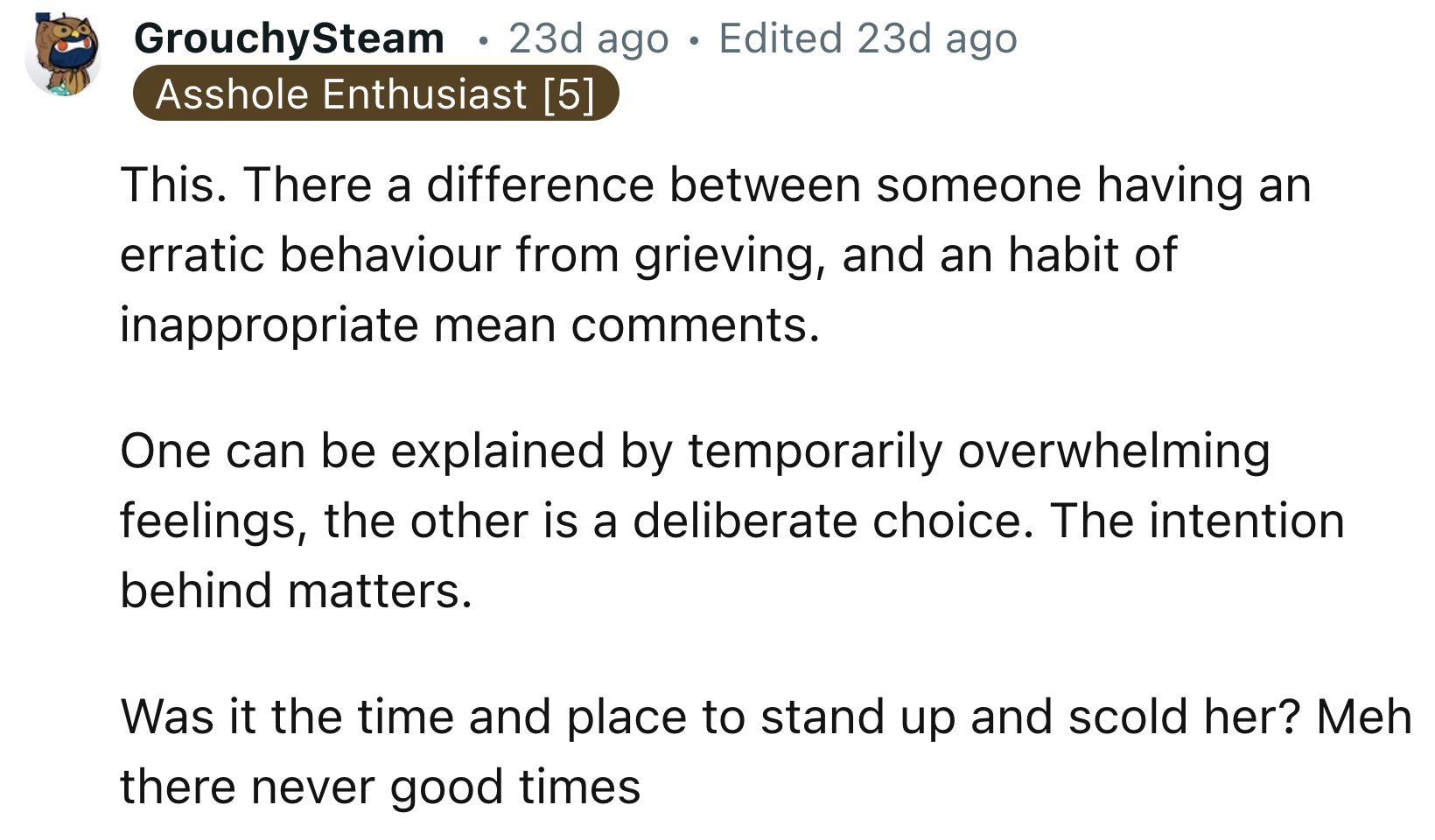 Habit of Inappropriate Mean Comments