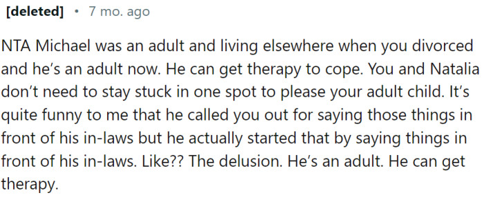 The bottom line is - OP and his ex do not need to stay together to please an adult child.