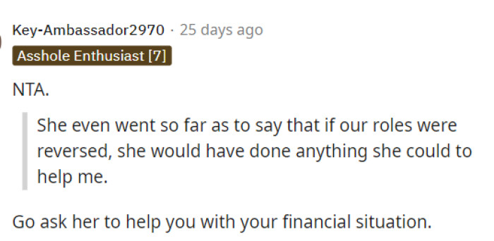 I would definitely try to switch the roles, but maybe she feels like they are closer friends than he does.